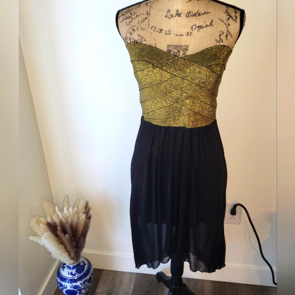 Roberta gold & black strapless high and low